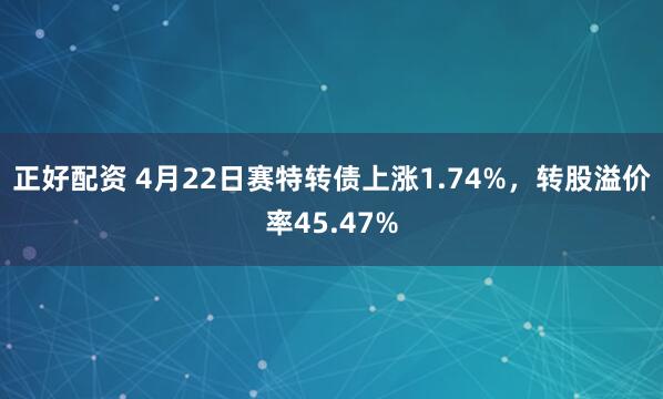 正好配资 4月22日赛特转债上涨1.74%，转股溢价率45.47%